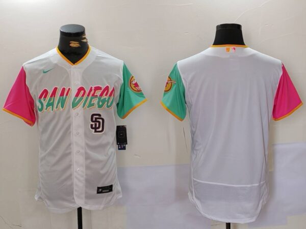 Men's San Diego Padres big logo Profar White City Connect Cool Base Stitched Baseball Jerseys