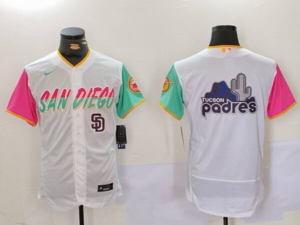 Men's San Diego Padres big logo Profar White City Connect Cool Base Stitched Baseball Jerseys