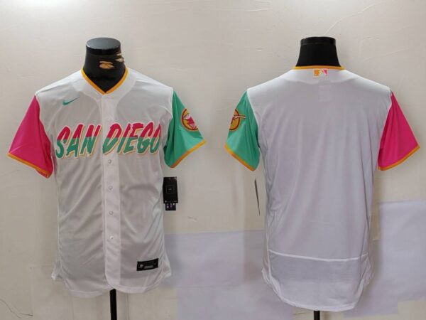 Men's San Diego Padres big logo Profar White City Connect Cool Base Stitched Baseball Jerseys