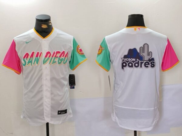 Men's San Diego Padres big logo Profar White City Connect Cool Base Stitched Baseball Jerseys