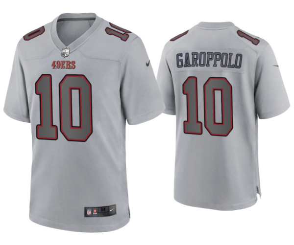 Men's San Francisco 49ers #10 Jimmy Garoppolo Grey Atmosphere Fashion Stitched Game Jersey