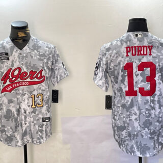 Men's San Francisco 49ers #13 Brock Purdy 2024 Arctic Camo Salute To Service Stitched Baseball Jerseys