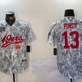 Men's San Francisco 49ers #13 Brock Purdy 2024 Arctic Camo Salute To Service Stitched Baseball Jerseys