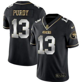 Men's San Francisco 49ers #13 Brock Purdy Black Gold Stitched Jersey