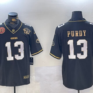 Men's San Francisco 49ers #13 Brock Purdy Black Patch Vapor Limited Stitched Football Jerseys