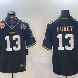 Men's San Francisco 49ers #13 Brock Purdy Black Patch Vapor Limited Stitched Football Jerseys