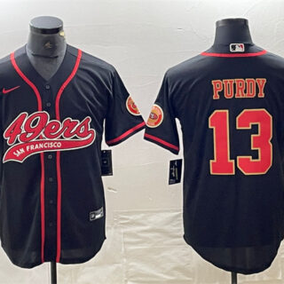 Men's San Francisco 49ers #13 Brock Purdy Black With Patch Cool Base Stitched Baseball Jersey