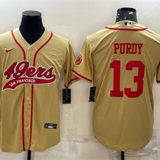 Men's San Francisco 49ers #13 Brock Purdy Gold With Patch Cool Base Stitched Baseball Jersey
