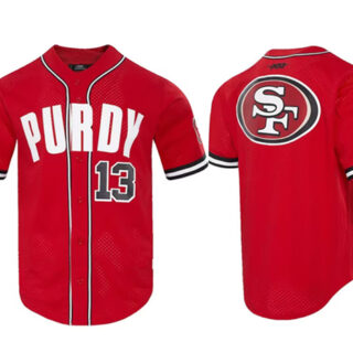 Men's San Francisco 49ers #13 Brock Purdy Pro Standard Mesh Button-Up Stitched Baseball Jersey