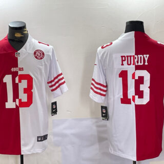 Men's San Francisco 49ers #13 Brock Purdy Red & White Split Limited Stitched Jerseys