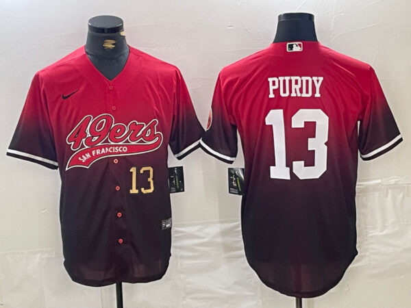 Men's San Francisco 49ers #13 Brock Purdy RedBlack With Patch Cool Base Stitched Jerseys