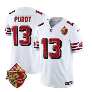 Men's San Francisco 49ers #13 Brock Purdy White 2023 F.U.S.E. 50th Patch Vapor Untouchable Limited Stitched Football Jersey