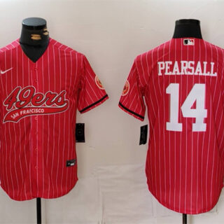 Men's San Francisco 49ers #14 Ricky Pearsall Red With Patch Cool Base Stitched Baseball Jersey