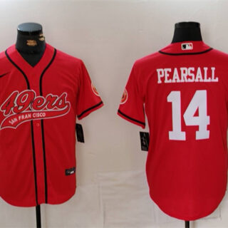 Men's San Francisco 49ers #14 Ricky Pearsall Red With Patch Cool Base Stitched Baseball Jerseys