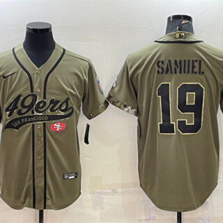 Men's San Francisco 49ers #19 Deebo Samuel 2022 Olive Salute To Service Cool Base Stitched Baseball Jersey