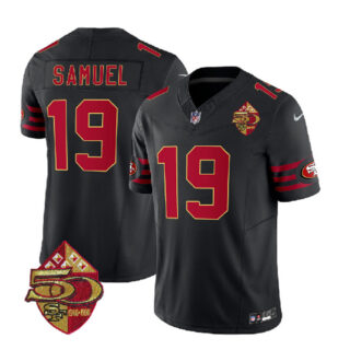 Men's San Francisco 49ers #19 Deebo Samuel Black 2023 F.U.S.E. 50th Patch Vapor Limited Stitched Football Jersey