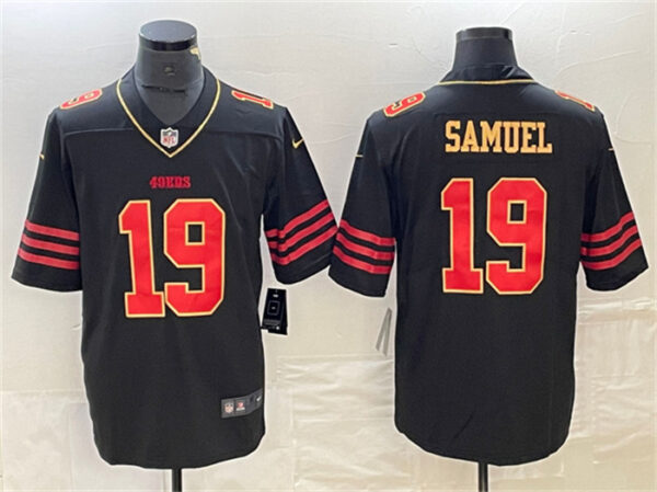 Men's San Francisco 49ers #19 Deebo Samuel Black Gold Stitched Jersey
