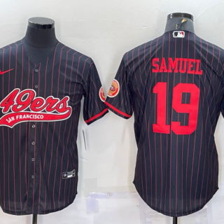 Men's San Francisco 49ers #19 Deebo Samuel Black With Patch Cool Base Stitched Baseball Jersey