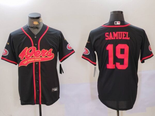Men's San Francisco 49ers#19 Deebo Samuel Black With Patch Cool Base Stitched Baseball Jerseys