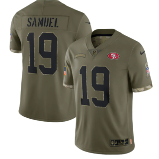 Men's San Francisco 49ers #19 Deebo Samuel Olive 2022 Salute To Service Limited Stitched Jersey
