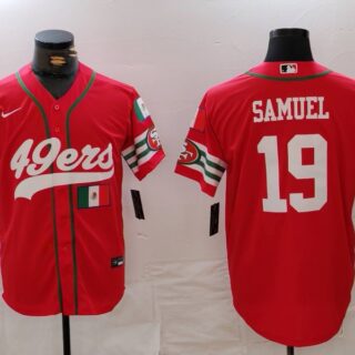 Men's San Francisco 49ers #19 Deebo Samuel Red With Patch Cool Base Stitched Baseball Jerseys
