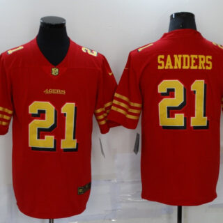 Men's San Francisco 49ers #21 Deion Sanders Red Gold 2021 Vapor Untouchable Stitched NFL Nike Limited Jersey