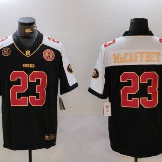 Men's San Francisco 49ers #23 Christian McCaffrey Balck F.U.S.E. Golden Gate Bridge Patch Alternate With Patch Vapor Limited Stitched Football Jersey