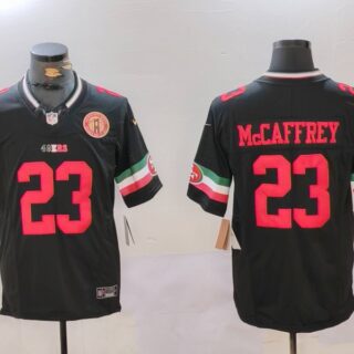Men's San Francisco 49ers #23 Christian McCaffrey Black F.U.S.E. Mexico With Gate Bridge Patch Vapor Limited Stitched Football Jersey