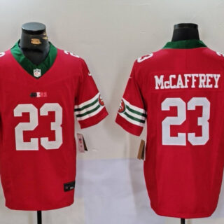 Men's San Francisco 49ers #23 Christian McCaffrey Red Gold With Patch Vapor Limited Stitched Football Jersey
