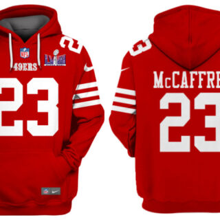 Men's San Francisco 49ers #23 Christian McCaffrey Red Super Bowl LVIII Alternate Pullover Hoodie