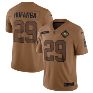 Men's San Francisco 49ers #29 Talanoa Hufanga 2023 Brown Salute To Service Limited Stitched Football Jersey