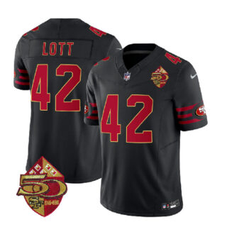 Men's San Francisco 49ers #42 Ronnie Lott Black 2023 F.U.S.E. 50th Patch Vapor Limited Stitched Football Jersey