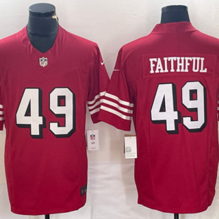 Men's San Francisco 49ers #49 Faithful New Red 2023 F.U.S.E. Vapor Untouchable Limited Stitched Football Jersey