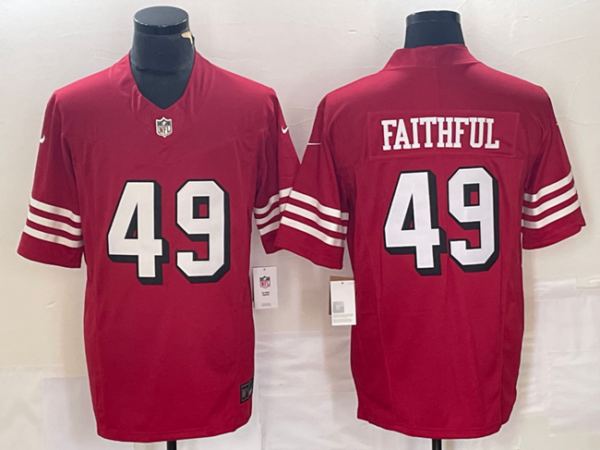Men's San Francisco 49ers #49 Faithful New Red 2023 F.U.S.E. Vapor Untouchable Limited Stitched Football Jersey