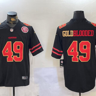 Men's San Francisco 49ers #49 GoldBlooded Black Stitched Jersey