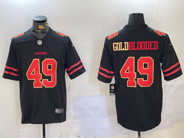 Men's San Francisco 49ers #49 GoldBlooded Black Stitched Jerseys