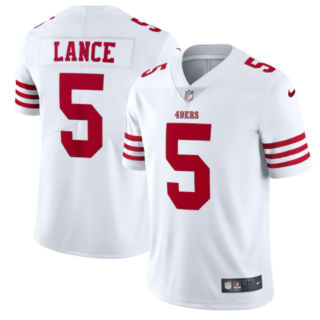 Men's San Francisco 49ers #5 Trey Lance 2022 New White Vapor Untouchable Stitched Jersey