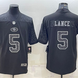 Men's San Francisco 49ers #5 Trey Lance Black Reflective Limited Stitched Football Jersey