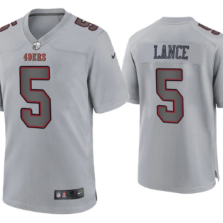 Men's San Francisco 49ers #5 Trey Lance Grey Atmosphere Fashion Stitched Game Jersey