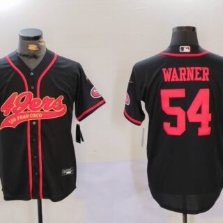 Men's San Francisco 49ers #54 Fred Warner Black With Patch Cool Base Stitched Baseball Jerseys