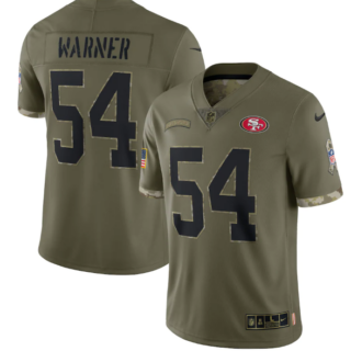 Men's San Francisco 49ers #54 Fred Warner Olive 2022 Salute To Service Limited Stitched Jersey