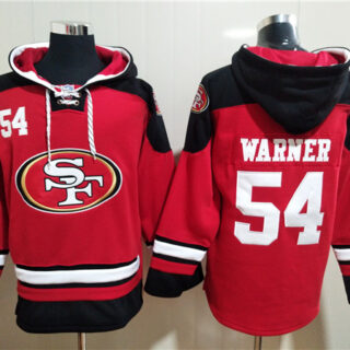 Men's San Francisco 49ers #54 Warner Scarlet Red All Stitched Sweatshirt Hoodie