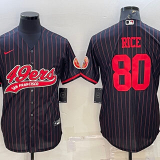 Men's San Francisco 49ers #80 Jerry Rice Black With Patch Cool Base Stitched Baseball Jersey