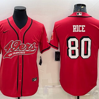 Men's San Francisco 49ers #80 Jerry Rice New Red With Patch Cool Base Stitched Baseball Jersey