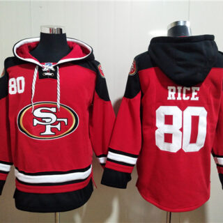 Men's San Francisco 49ers #80 Jerry Rice Red All Stitched Sweatshirt Hoodie
