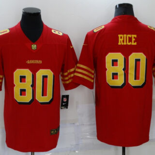 Men's San Francisco 49ers #80 Jerry Rice Red Gold 2021 Vapor Untouchable Stitched NFL Nike Limited Jersey
