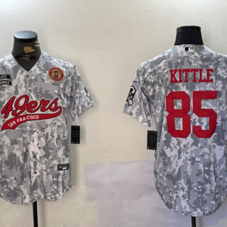 Men's San Francisco 49ers #85 George Kittle 2024 Arctic Camo Salute To Service Stitched Baseball Jerseys