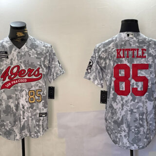 Men's San Francisco 49ers #85 George Kittle 2024 Arctic Camo Salute To Service Stitched Baseball Jerseys