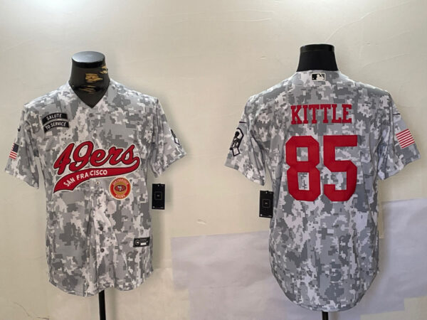 Men's San Francisco 49ers #85 George Kittle 2024 Arctic Camo Salute To Service Stitched Baseball Jerseys