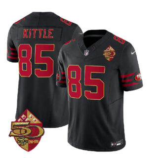 Men's San Francisco 49ers #85 George Kittle Black 2023 F.U.S.E. 50th Patch Vapor Limited Stitched Football Jersey